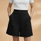 Women’s Fashion Shorts with Button Placket and Waistband