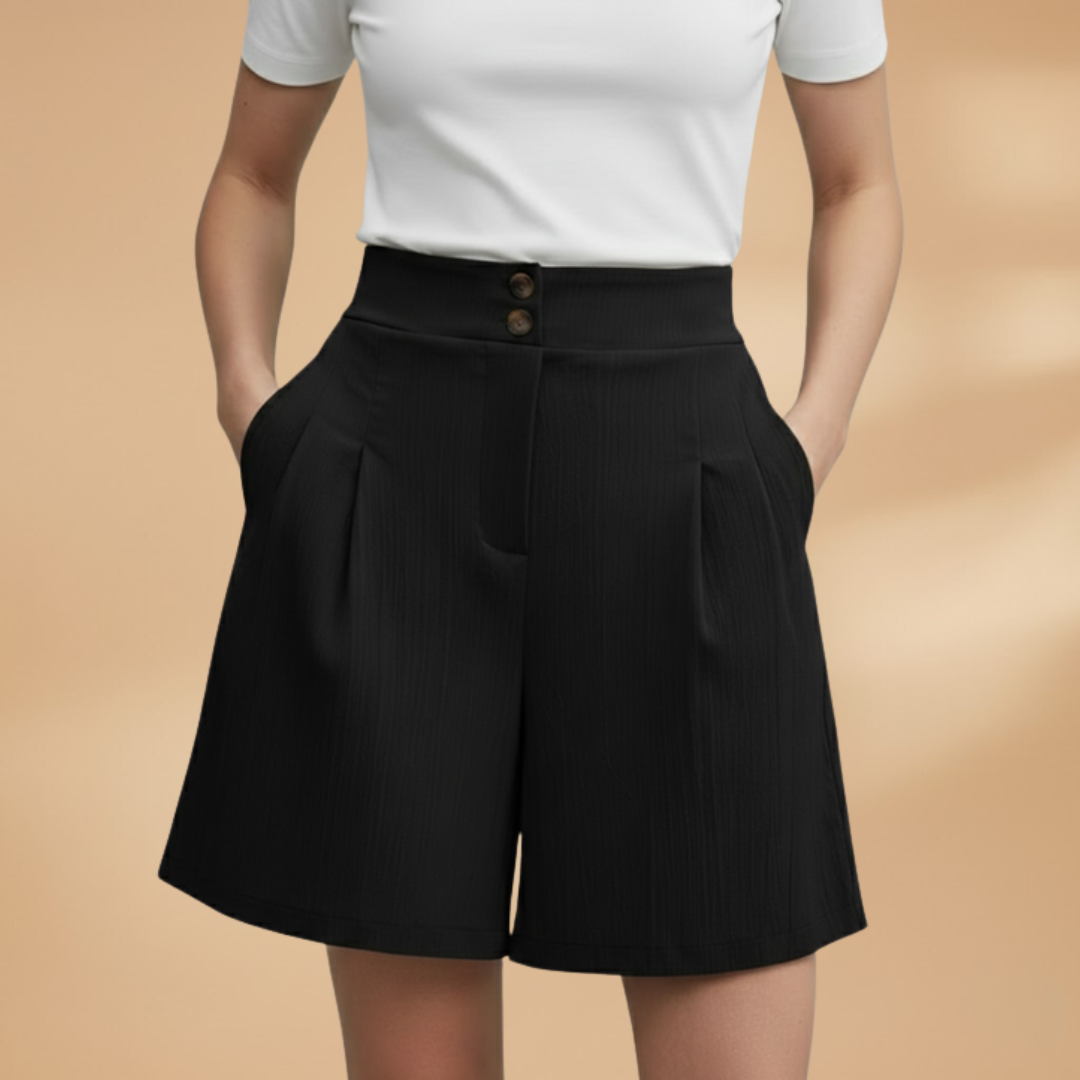 Women’s Fashion Shorts with Button Placket and Waistband