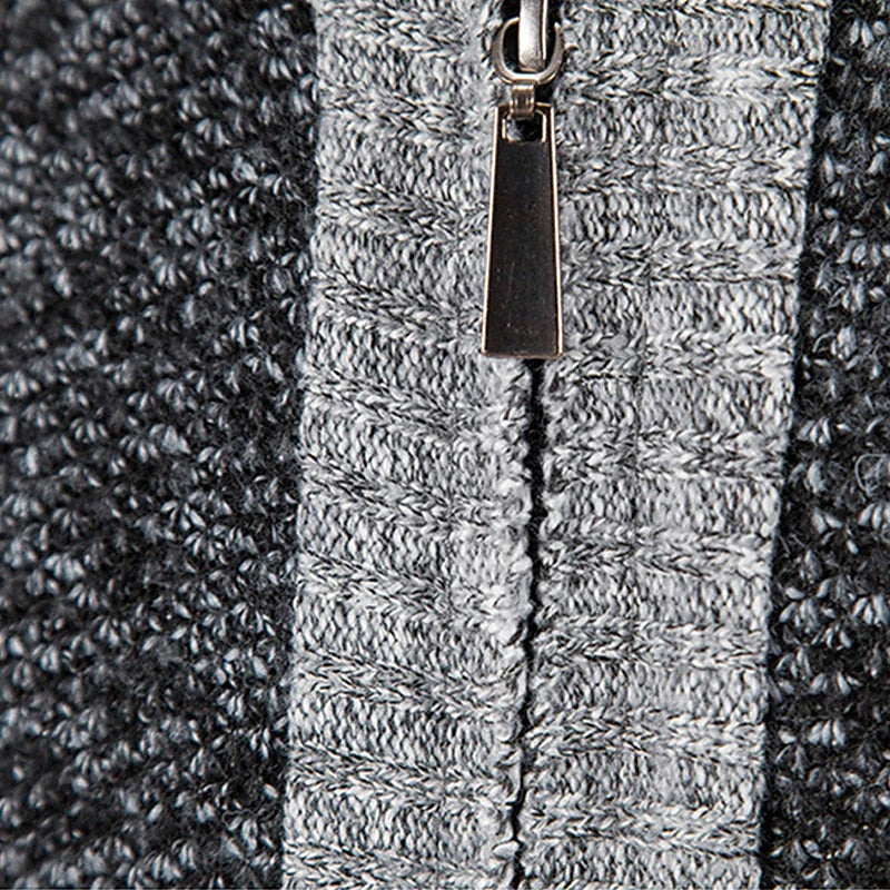 Men’s Full Zip Knit Cardigan with Stand Collar