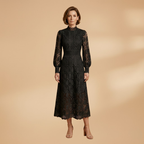 Women's Lace Midi Dress with Delicate Detailing and Tailored Fit