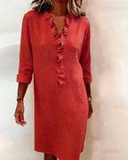 V-Neck Ruffled Dress