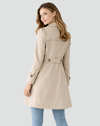 Women’s Tailored Trench Coat Classic Lapel Mid-Length Jacket