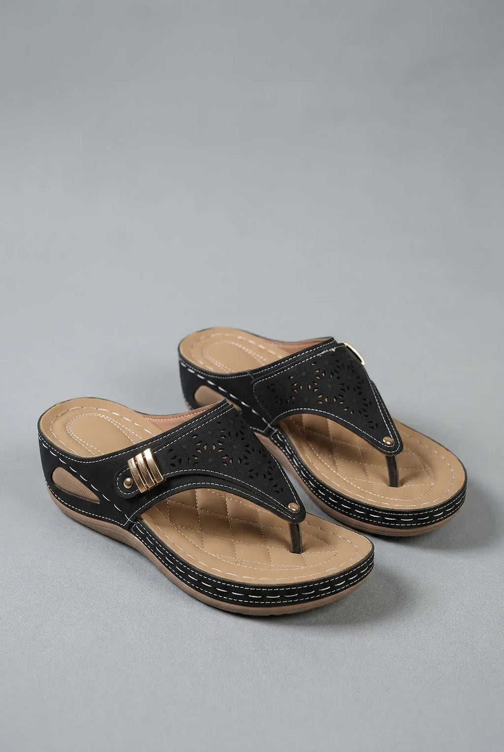 Wide Fit Walking Sandals Women Wedge Toe Post