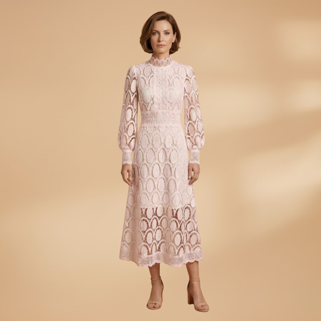 Women's Lace Midi Dress with Delicate Detailing and Tailored Fit