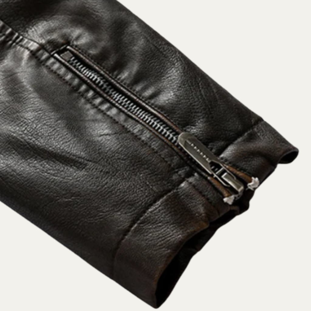 Merrick | Zip Up Leather Look Biker Jacket