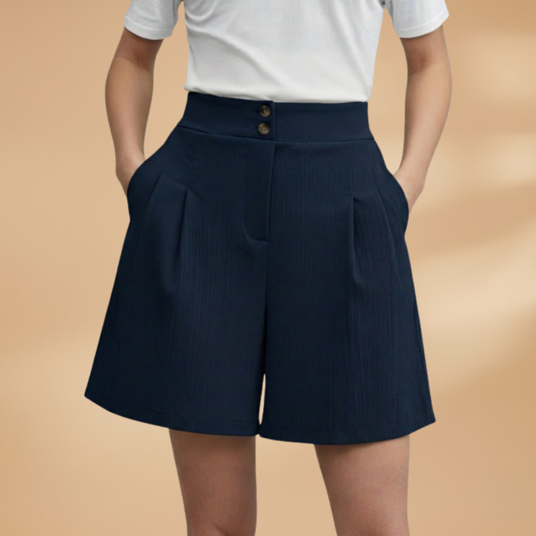 Women’s Fashion Shorts with Button Placket and Waistband