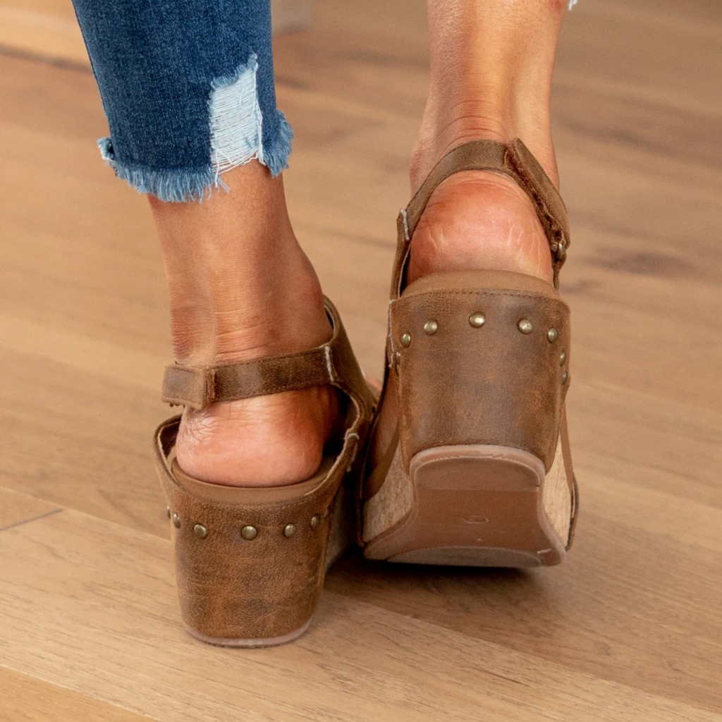 Women's Suede Wedge Sandals with Adjustable Straps and Cushioned Footbed