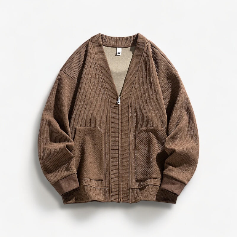 Men’s Winter Zip Cardigan – Stretch Knit Comfort Layer