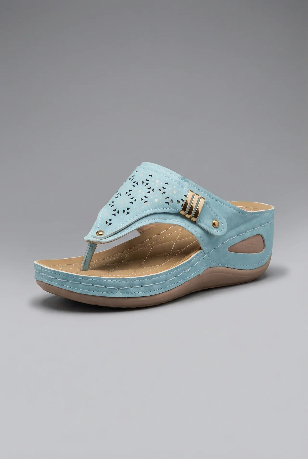 Wide Fit Walking Sandals Women Wedge Toe Post