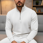 Men’s Minimal Quarter Zip Sweater with Stand Collar