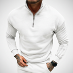 Men’s Minimal Quarter Zip Sweater with Stand Collar