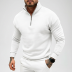 Men’s Minimal Quarter Zip Sweater with Stand Collar
