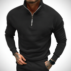 Men’s Minimal Quarter Zip Sweater with Stand Collar