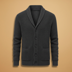 Men’s cardigan with shawl collar and button closure