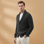 Men’s cardigan with shawl collar and button closure