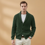 Men’s cardigan with shawl collar and button closure