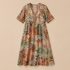 Women’s Printed V-Neck Summer Dress – Knee Length