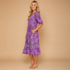 Women’s Printed V-Neck Summer Dress – Knee Length