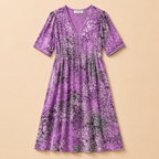 Women’s Printed V-Neck Summer Dress – Knee Length