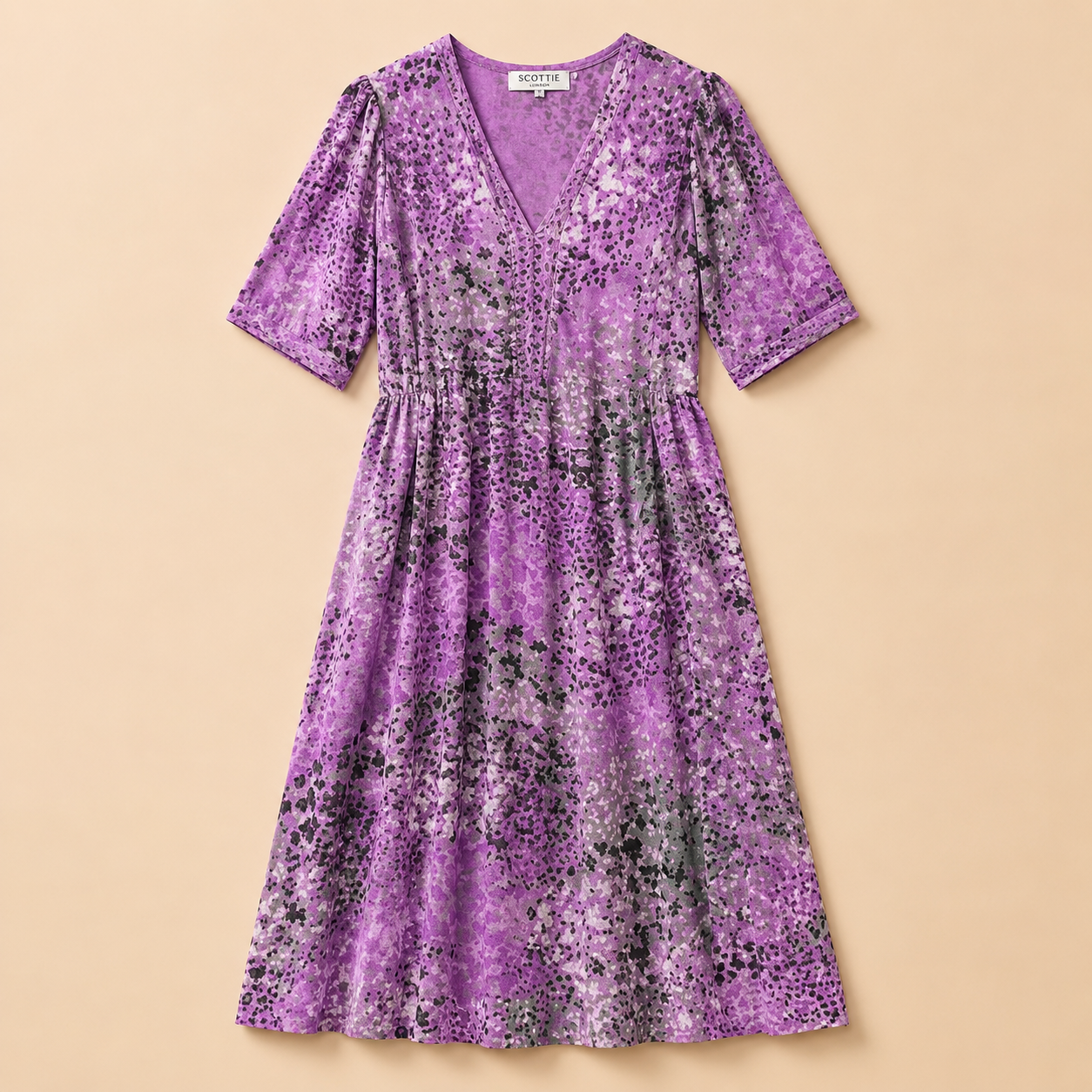 Women’s Printed V-Neck Summer Dress – Knee Length