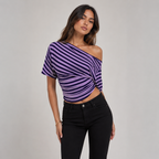 Women’s Striped Off-Shoulder Oversized Top
