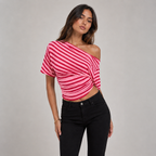 Women’s Striped Off-Shoulder Oversized Top