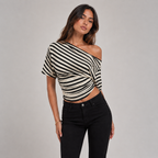 Women’s Striped Off-Shoulder Oversized Top