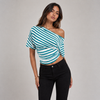 Women’s Striped Off-Shoulder Oversized Top