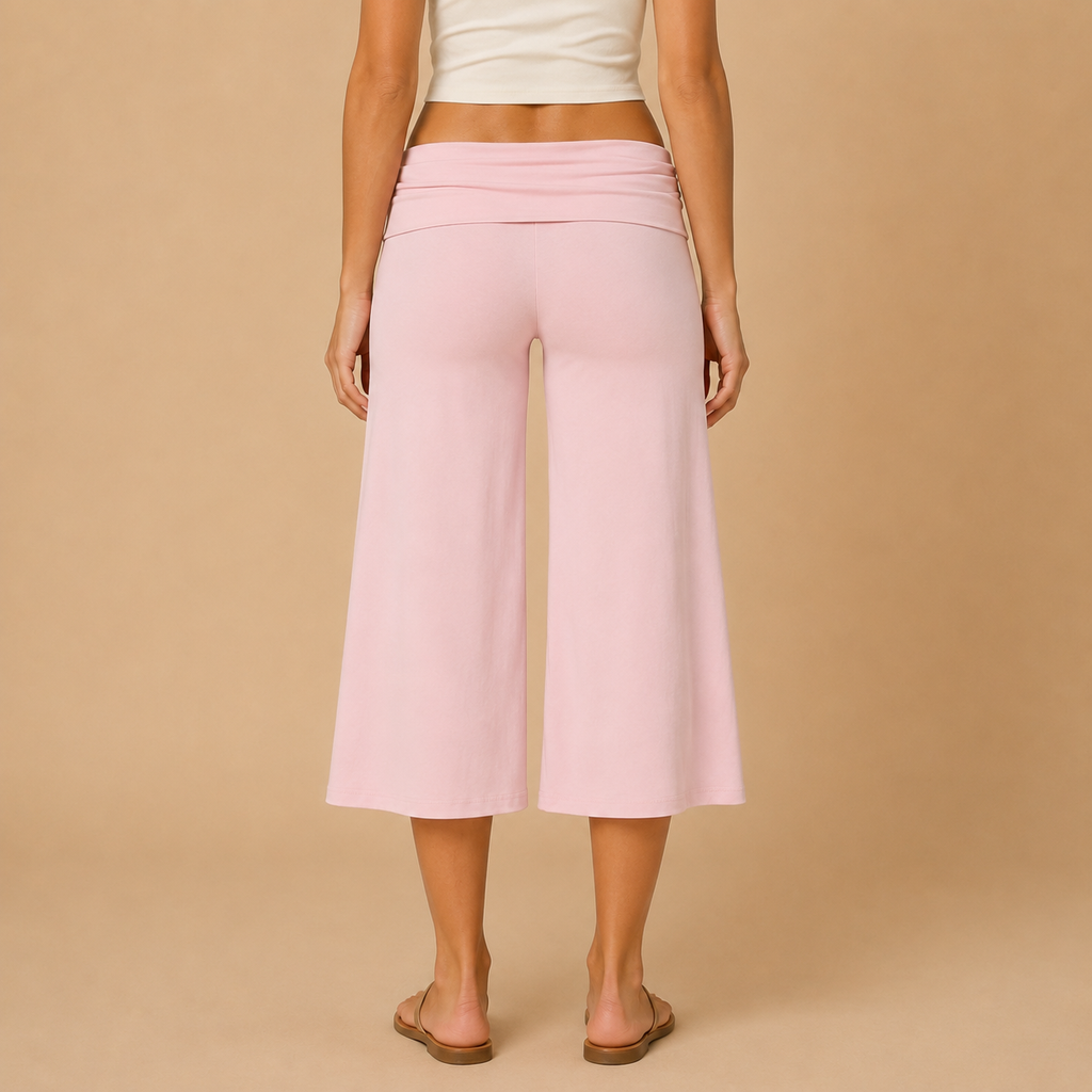 Women’s Fold-Over Wide Leg Capri Pants