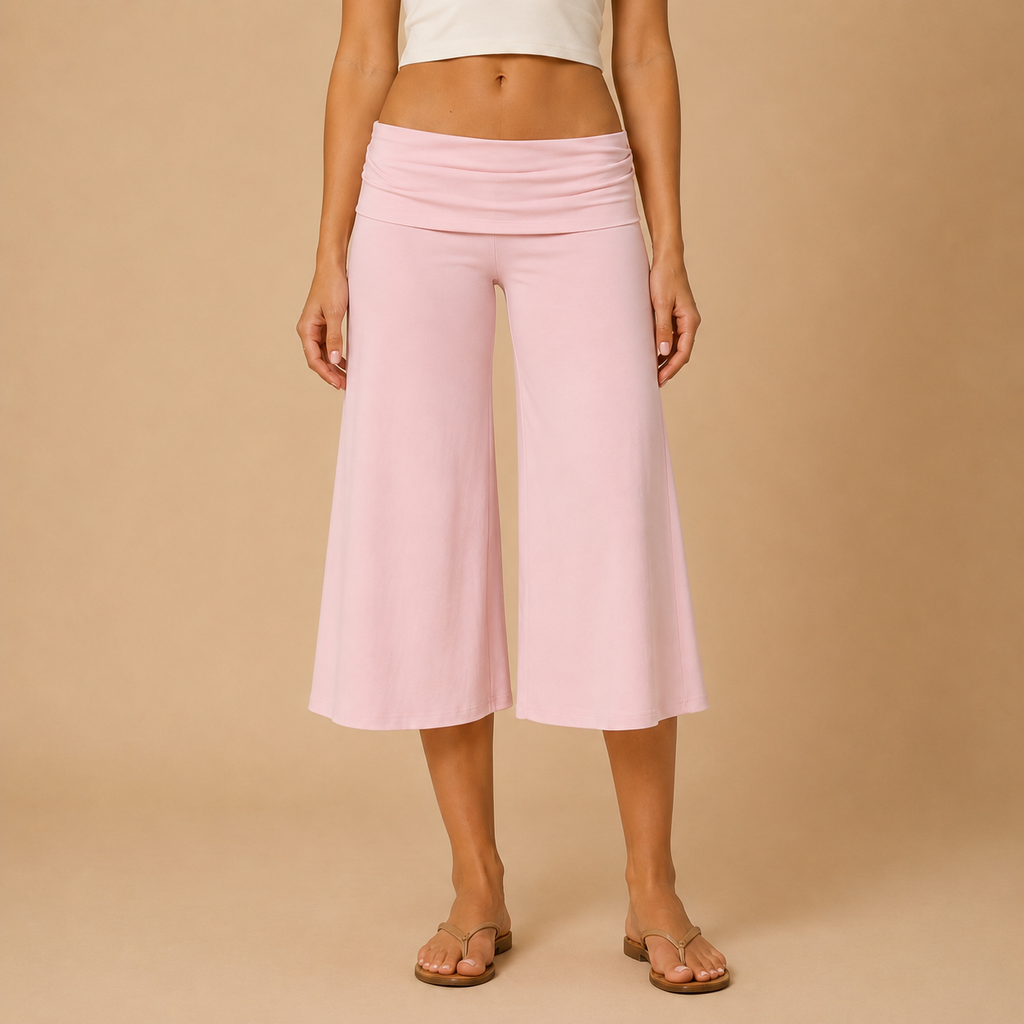 Women’s Fold-Over Wide Leg Capri Pants