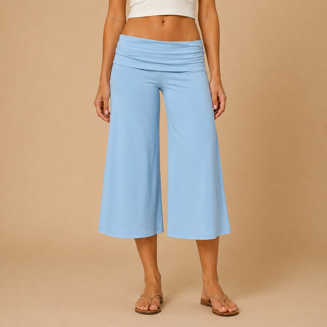 Women’s Fold-Over Wide Leg Capri Pants