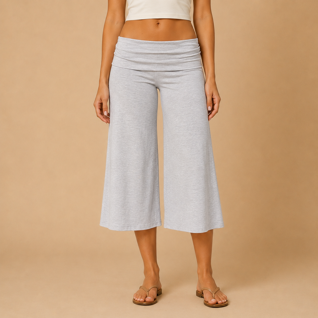 Women’s Fold-Over Wide Leg Capri Pants