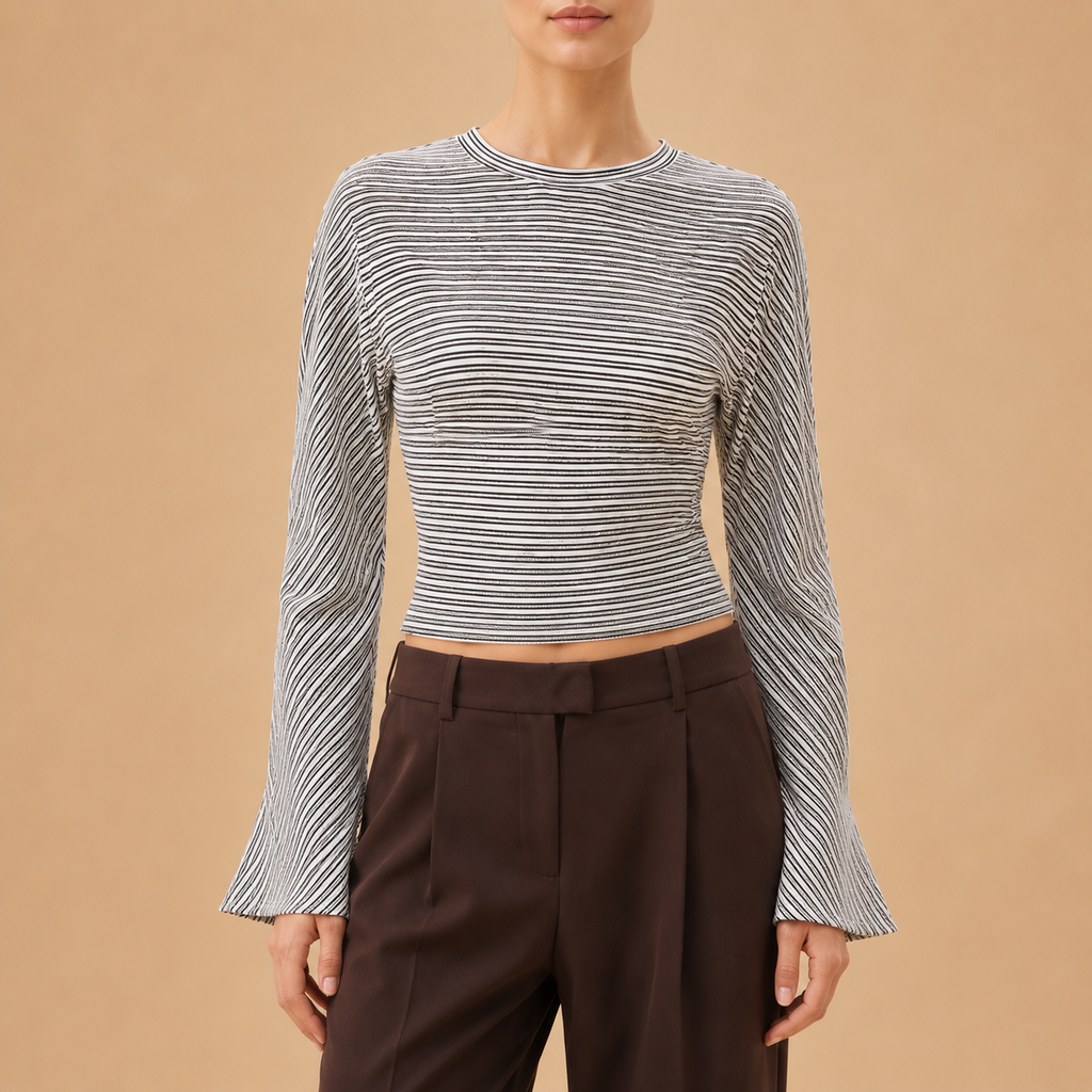 Women’s Striped Fitted Long Sleeve Top