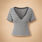 Women’s Striped V-Neck Wrap Crop Top
