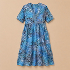 Women’s Printed V-Neck Summer Dress – Knee Length