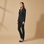 Women’s Suit Set with Metal Buttons and Slim Trousers