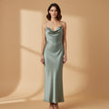 Elegant Satin Dress for Women with Adjustable Straps and a Figure-Hugging Fit