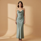 Elegant Satin Dress for Women with Adjustable Straps and a Figure-Hugging Fit