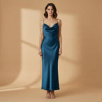 Elegant Satin Dress for Women with Adjustable Straps and a Figure-Hugging Fit