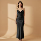 Elegant Satin Dress for Women with Adjustable Straps and a Figure-Hugging Fit