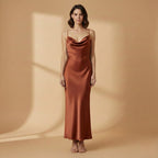 Elegant Satin Dress for Women with Adjustable Straps and a Figure-Hugging Fit