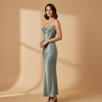 Elegant Satin Dress for Women with Adjustable Straps and a Figure-Hugging Fit