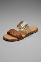 Multi Strap Comfortable Slip On Flat Slide Sandals Women