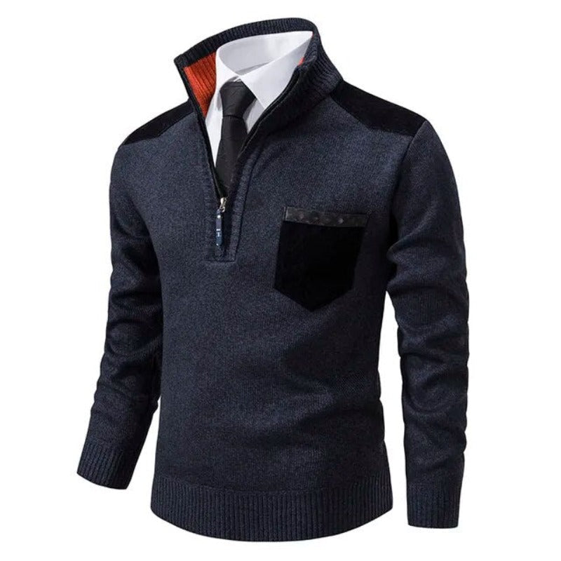 Men’s Quarter Zip Cashmere Sweater with Chest Pocket