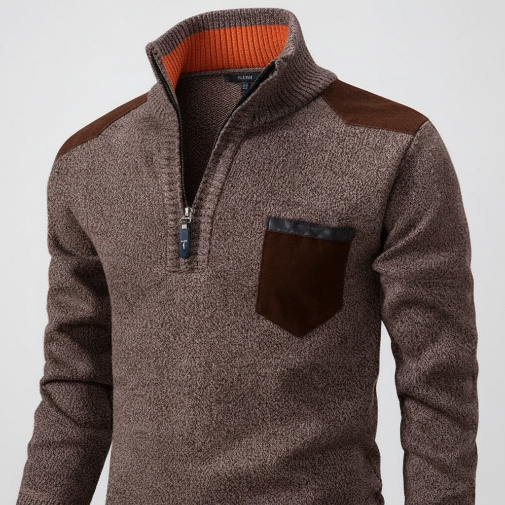 Men’s Quarter Zip Cashmere Sweater with Chest Pocket