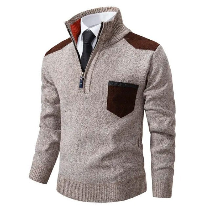 Men’s Quarter Zip Cashmere Sweater with Chest Pocket