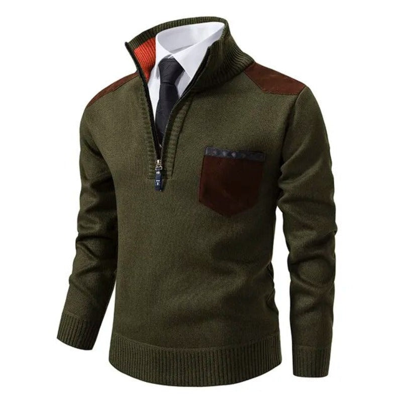 Men’s Quarter Zip Cashmere Sweater with Chest Pocket
