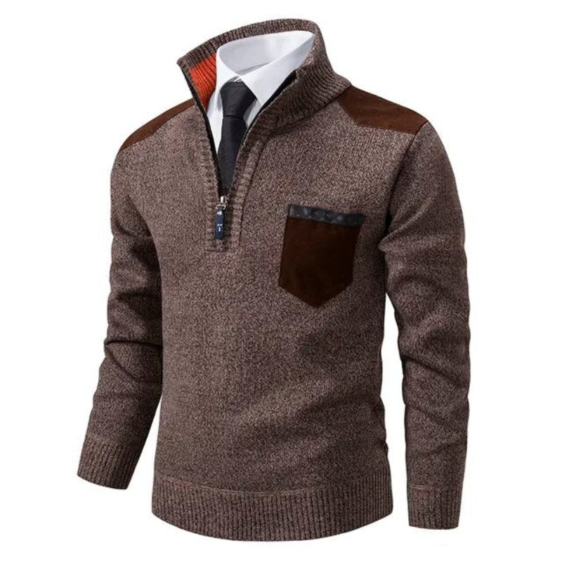 Men’s Quarter Zip Cashmere Sweater with Chest Pocket