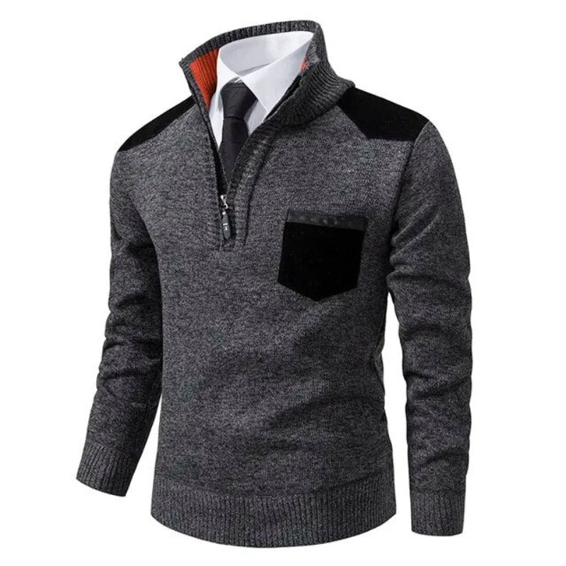 Men’s Quarter Zip Cashmere Sweater with Chest Pocket