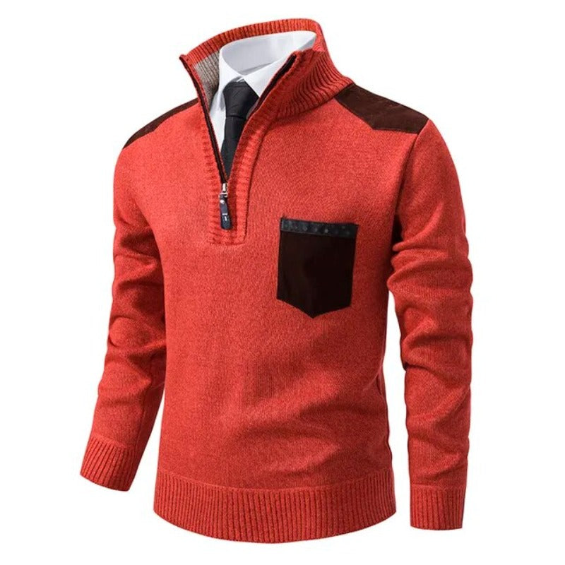 Men’s Quarter Zip Cashmere Sweater with Chest Pocket